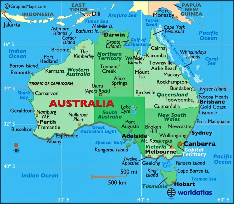 Peta Benua Australia Lengkap