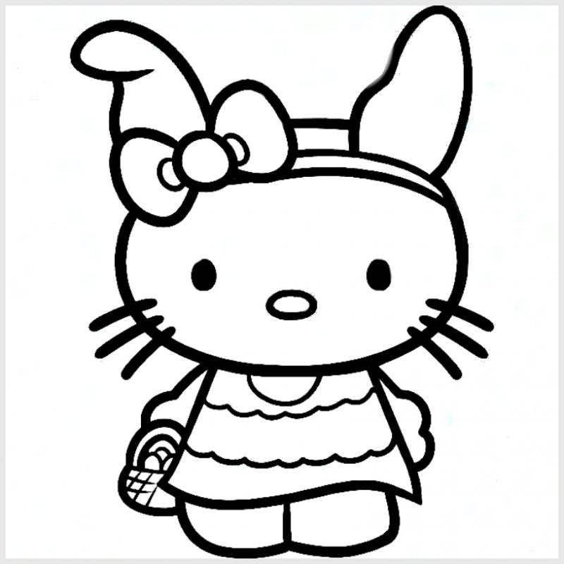 Gambar Sketsa Hello Kitty Hitam Putih