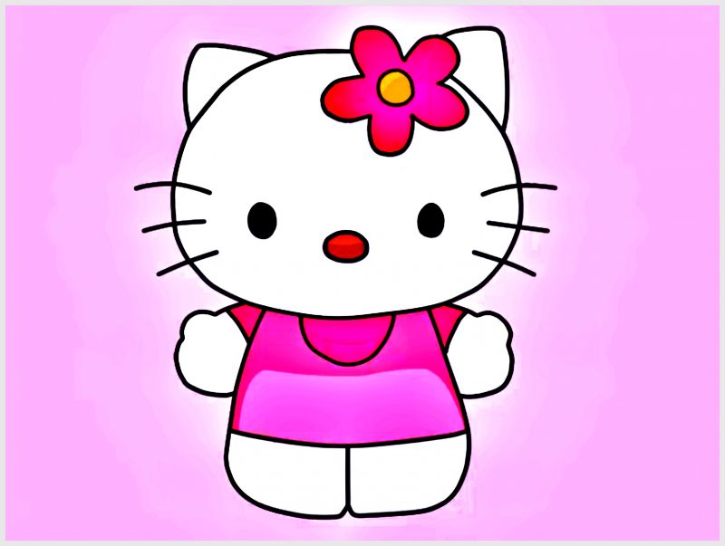 Sketsa Hello Kitty Berwarna pink