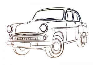 sketsa gambar mobil