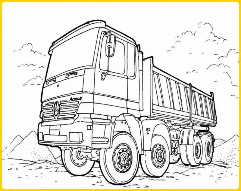 sketsa gambar mobil truk barang