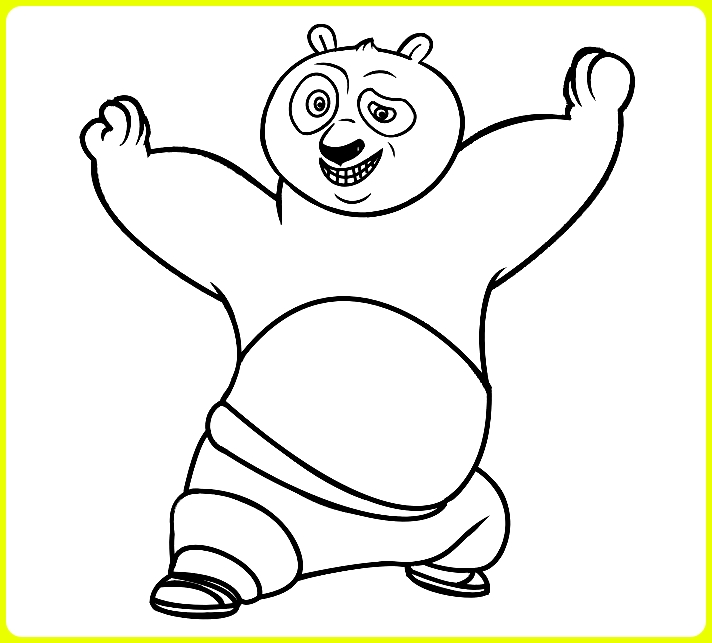 sketsa kungfu panda merentangkan tangan