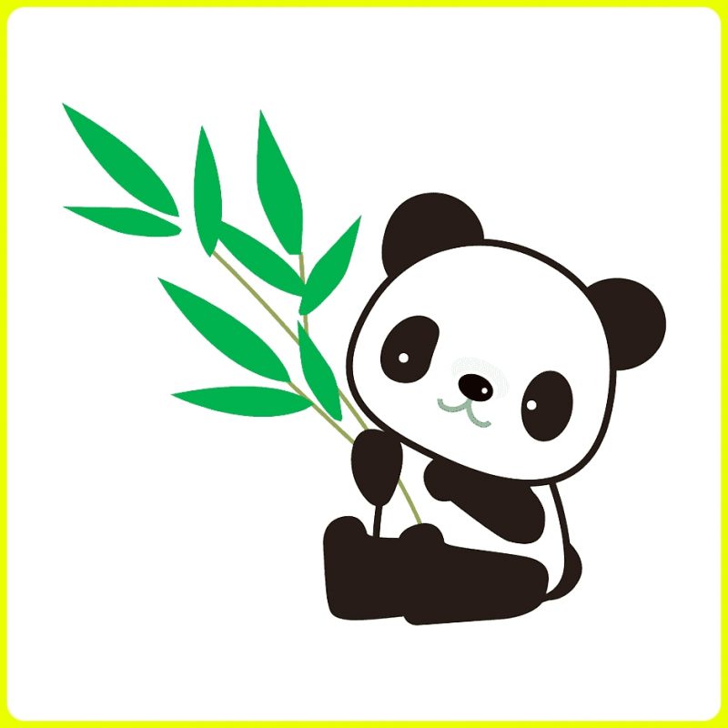 sketsa panda dan bambu lucu