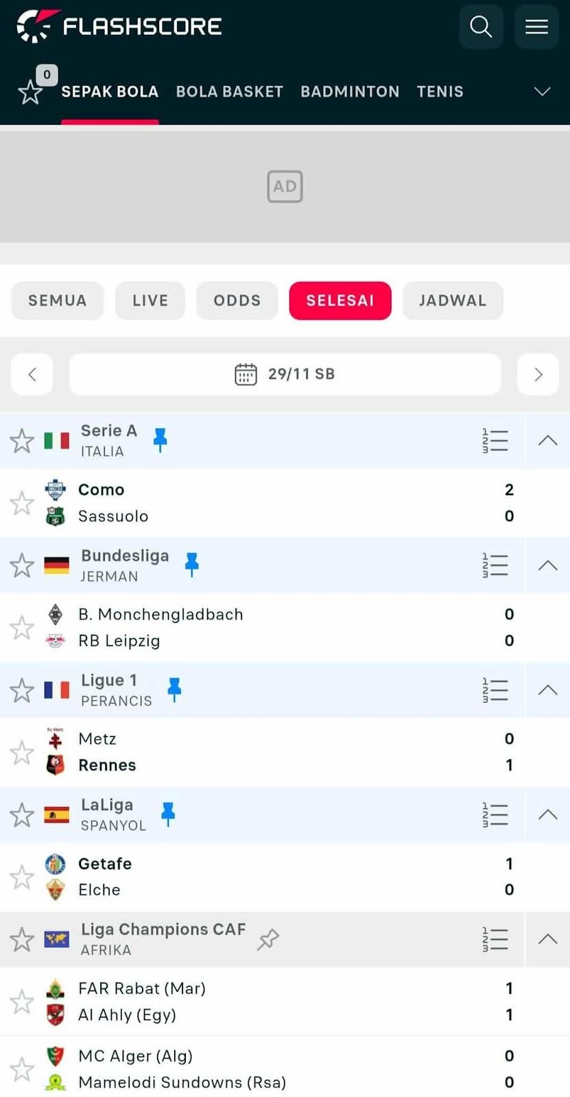 Hasil Pertandingan