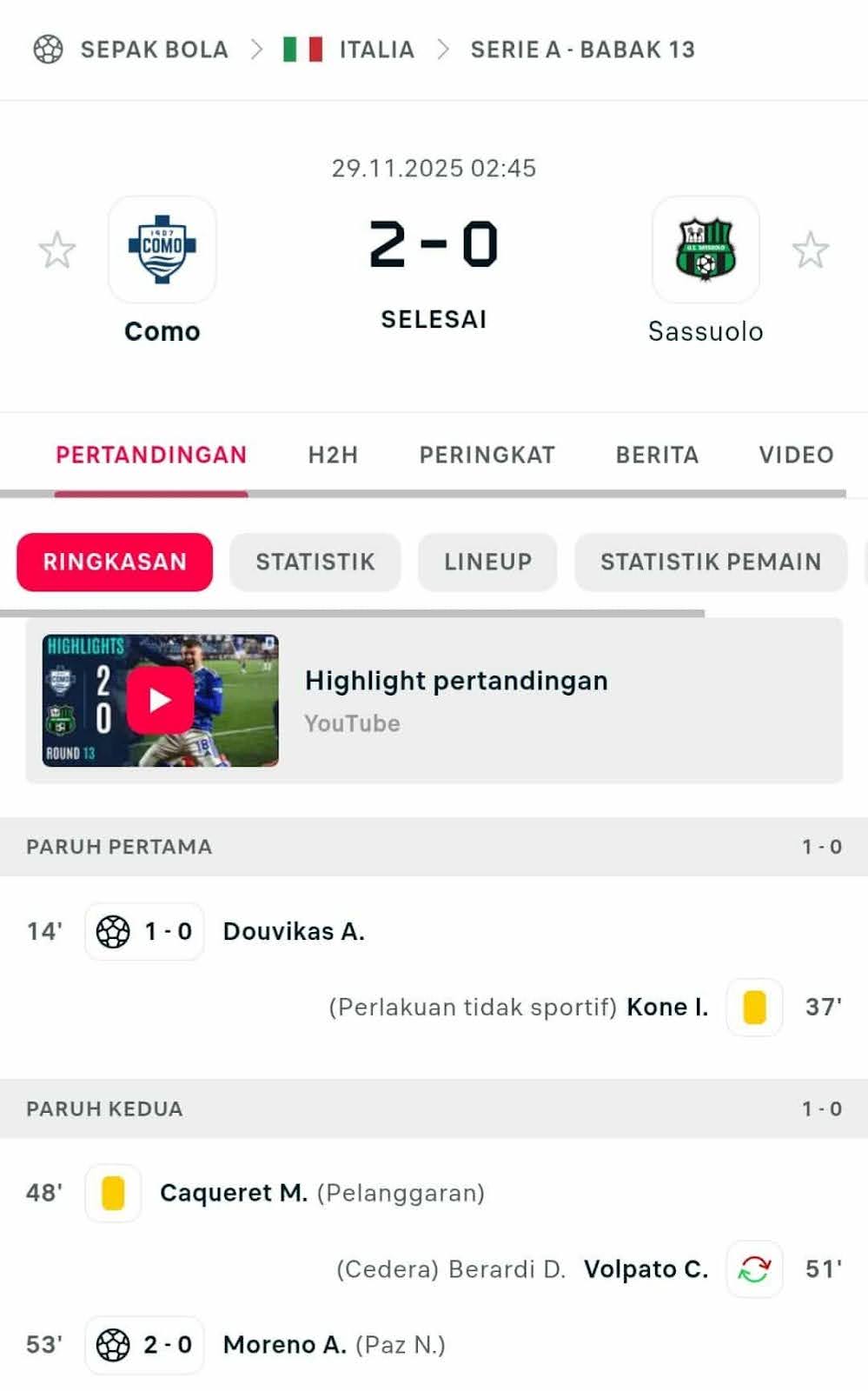 Highlight Pertandingan