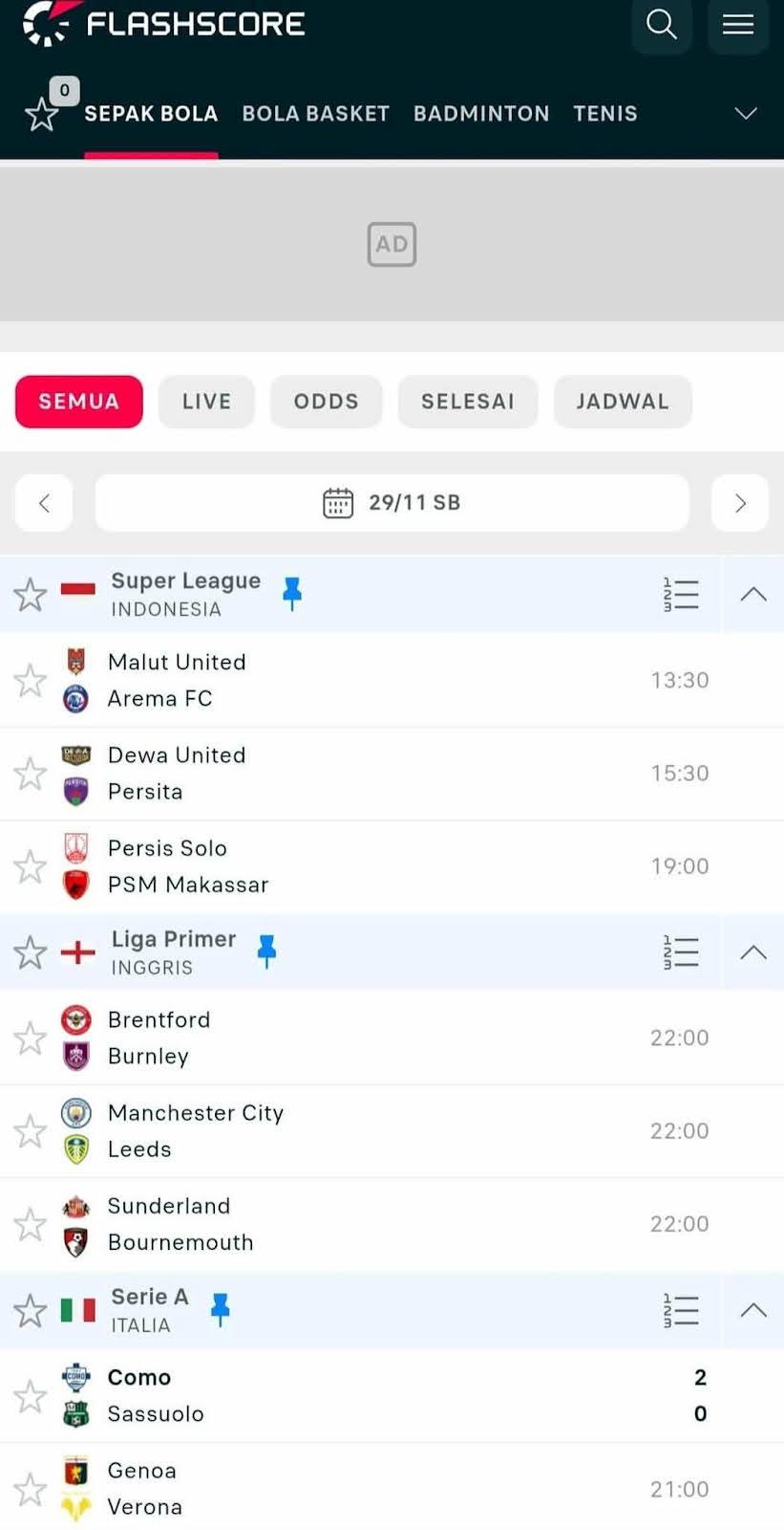 Jadwal Pertandingan